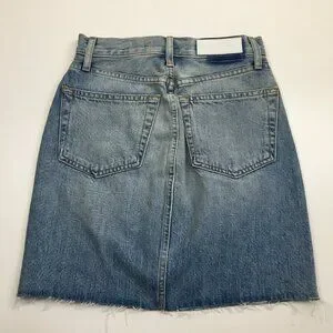 Re/Done | Skirts | Redone 5 Pocket Worksman Blue Wash Frayfringe Hem ...